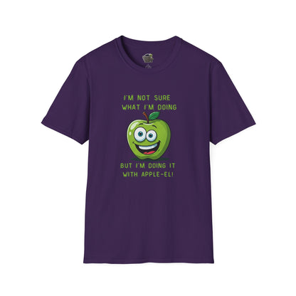 Apple-El t-shirt: Funny Smiling Apple Positive Tee Purple