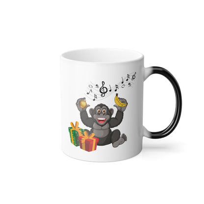 Happy Monkey Christmas Magic Mug | Singing Ape Heat-Reactive Coffee Cup
