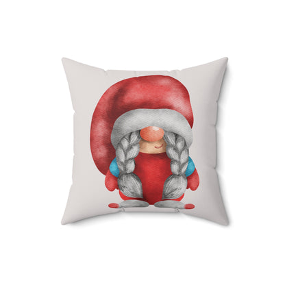 Winter Braids – Red Gnome & Silver Song Pillow
