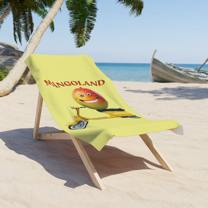 Mango on Vespa Beach Towel: Ride into Fun with "Mangoland" – Your Perfect Summer Escape! 30" × 60"