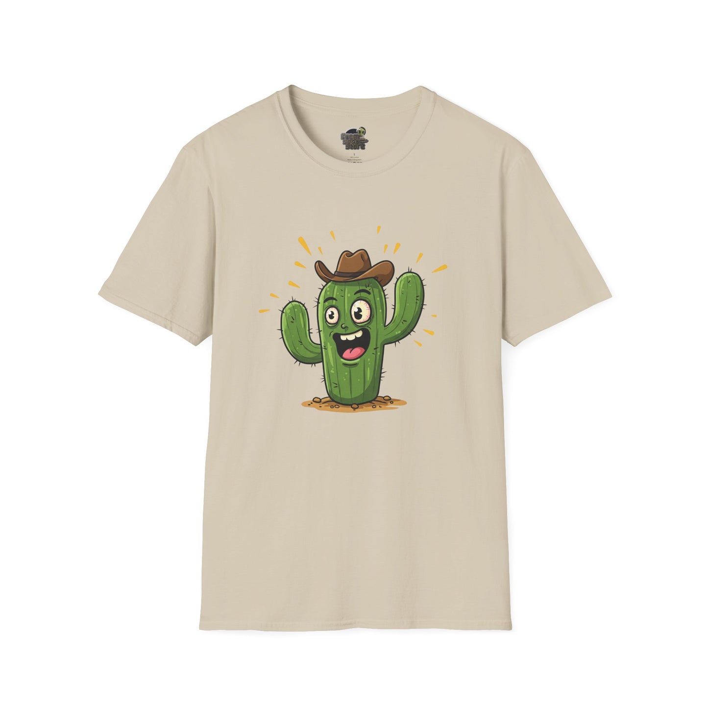 Cactus Mania T-Shirt: Yeehaw! Funny Cowboy Cactus Tee | Organic Cotton Unisex Shirt Sand