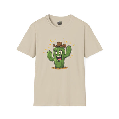 Cactus Mania T-Shirt: Yeehaw! Funny Cowboy Cactus Tee | Organic Cotton Unisex Shirt Sand