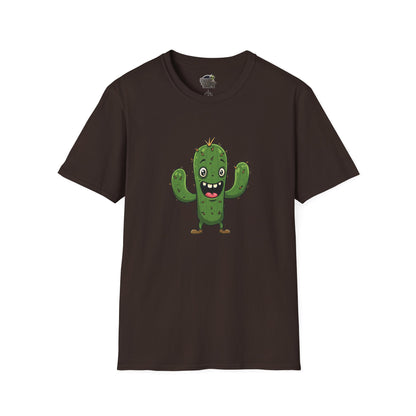 Cactus Mania T-Shirt: Joyful Cactus Tee | Organic Cotton & Stretchy Comfort Dark Chocolate