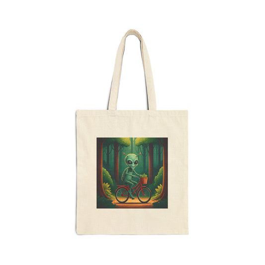 Eco-Friendly Canvas Tote Bag - Unique Alien Design | Shop Now