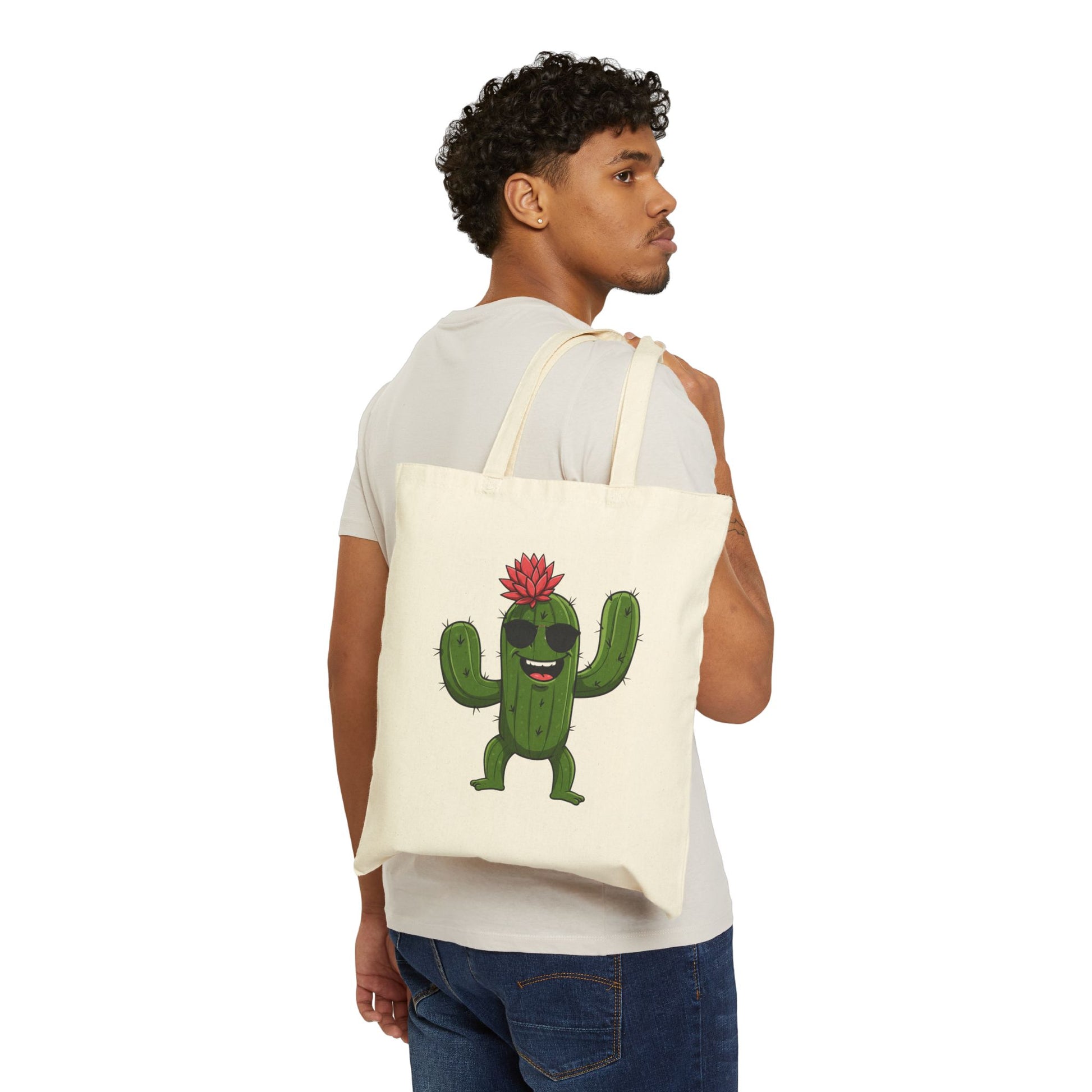 Funny Cactus Tote Bag with Sunglasses - Eco-Friendly & Stylish!