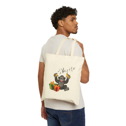 Totally Bananas! Happy Monkey Christmas Canvas Tote Bag – Funny Holiday Gift