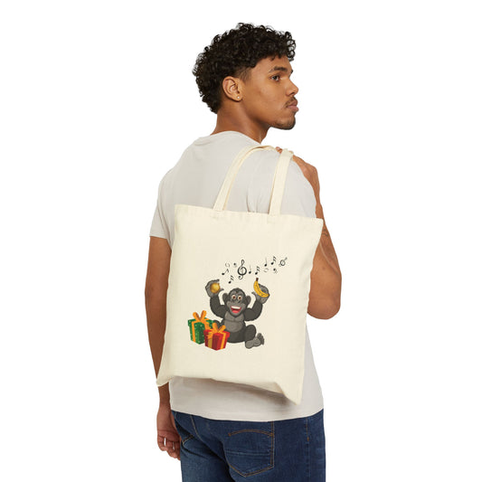 Totally Bananas! Happy Monkey Christmas Canvas Tote Bag – Funny Holiday Gift
