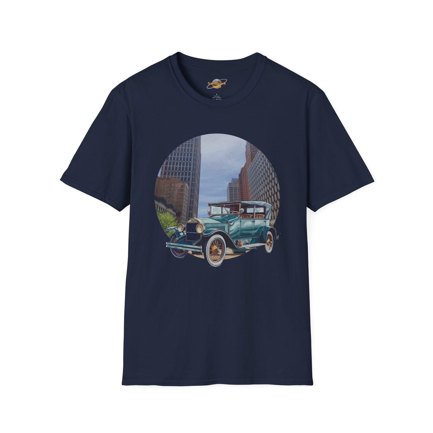 Motor City Roamer T-Shirt: Vintage 1920s Car & Detroit Skyline | Americana Tee