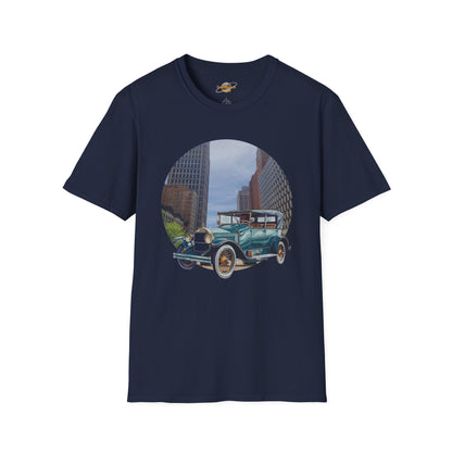 Motor City Roamer T-Shirt: Vintage 1920s Car & Detroit Skyline | Americana Tee