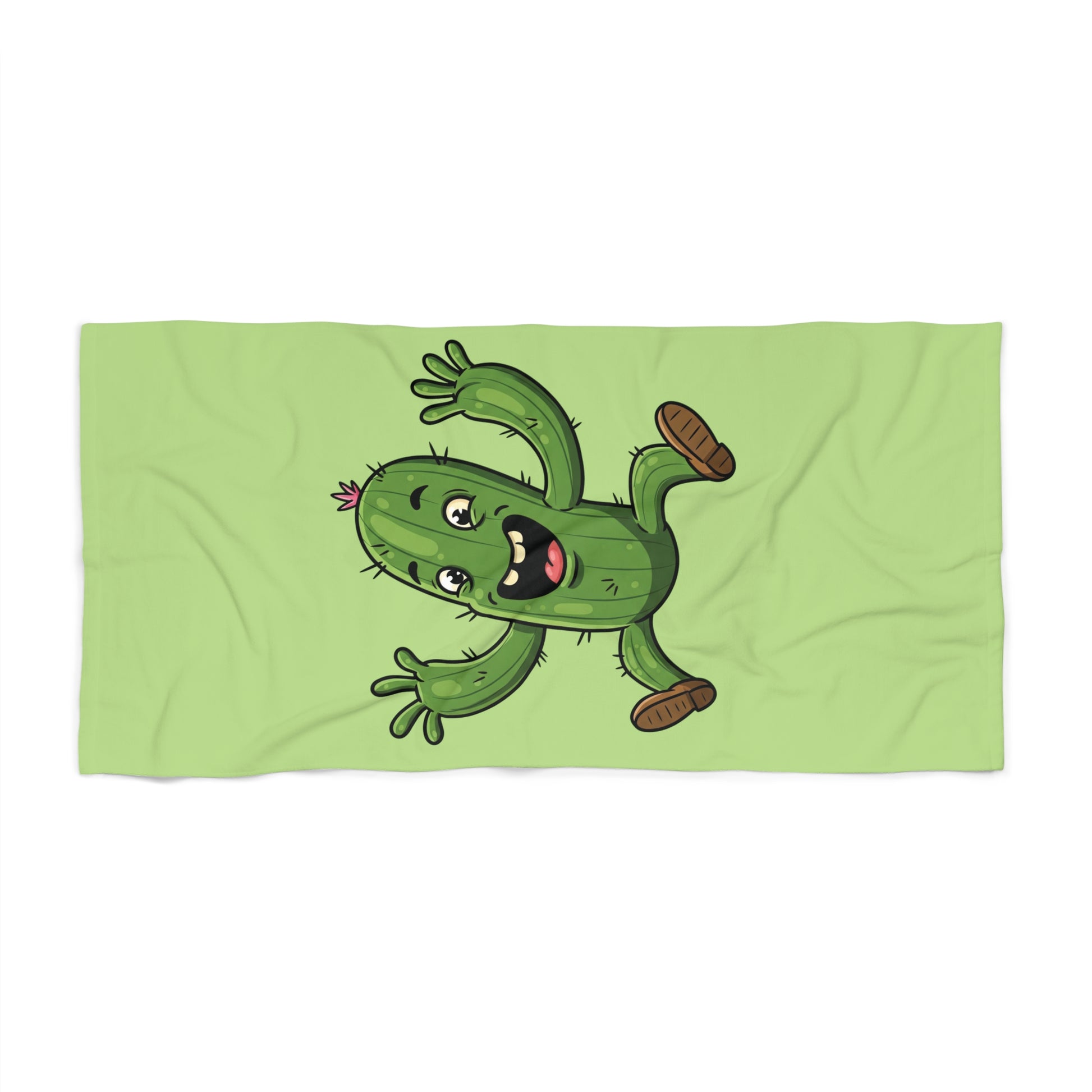 "Happy Jumping Cactus" Beach Towel: Fun, Soft & Eco-Friendly for Your Adventures! 30" × 60"