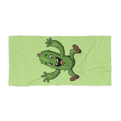 "Happy Jumping Cactus" Beach Towel: Fun, Soft & Eco-Friendly for Your Adventures! 30" × 60"
