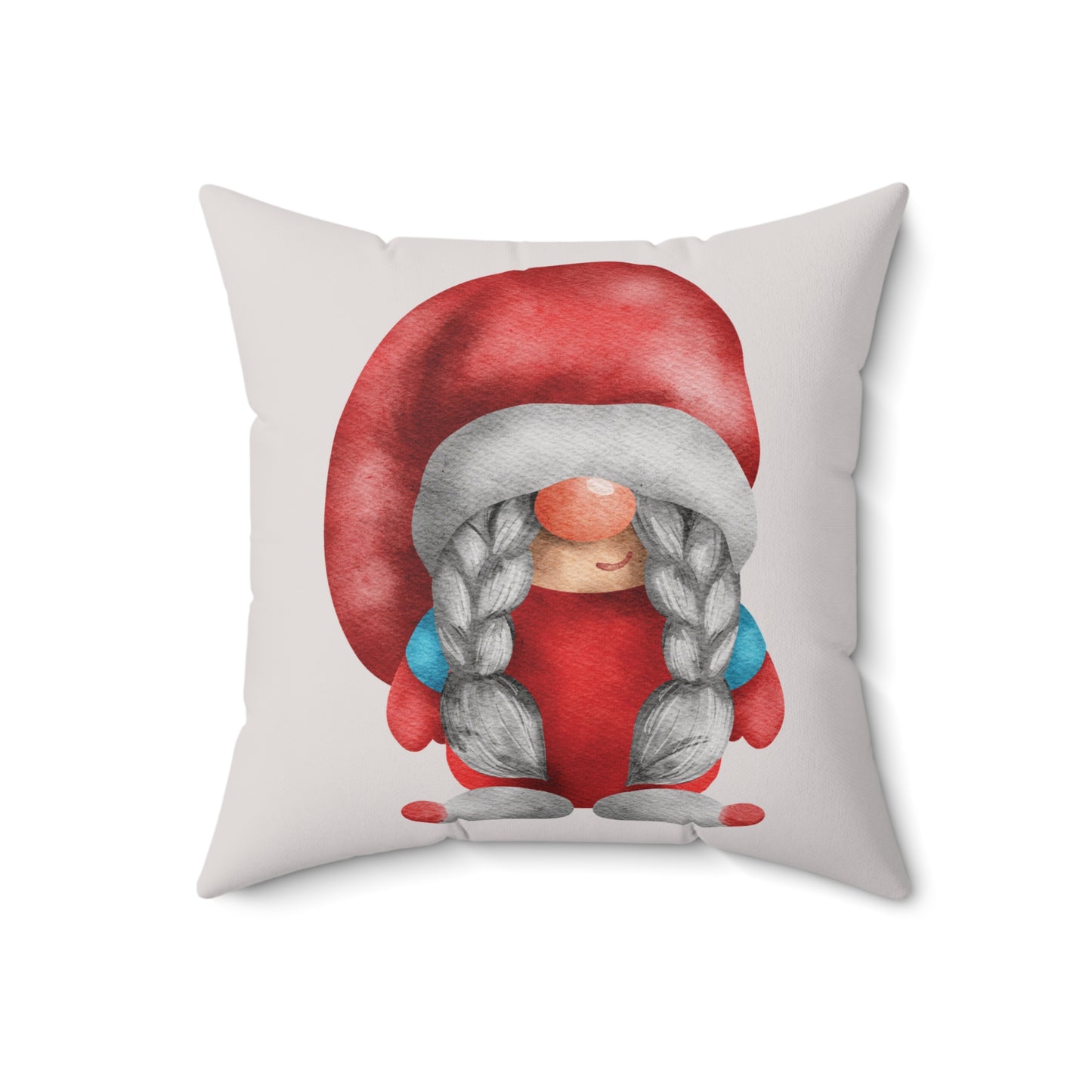 Winter Braids – Red Gnome & Silver Song Pillow