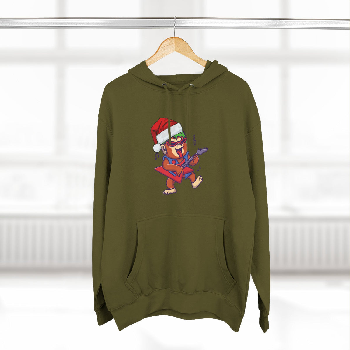 Copy of Three-Panel Fleece Hoodie - happy holiday gorilla