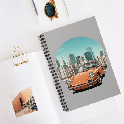 Orange Classic Porsche 911 in NYC Spiral Notebook - Vintage Car Lover Gift
