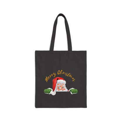 Jolly Santa "Merry Christmas" Canvas Tote Bag – Festive Holiday Gift!
