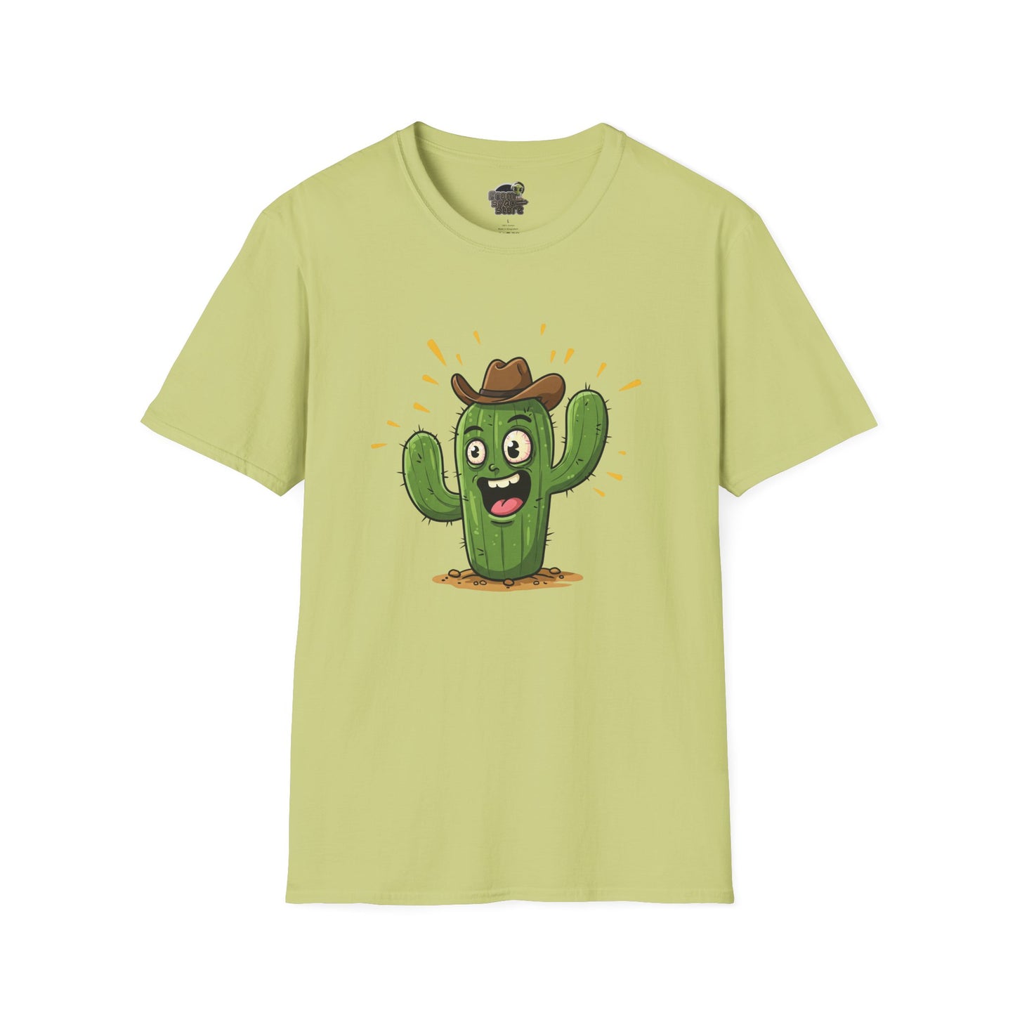 Cactus Mania T-Shirt: Yeehaw! Funny Cowboy Cactus Tee | Organic Cotton Unisex Shirt Pistachio