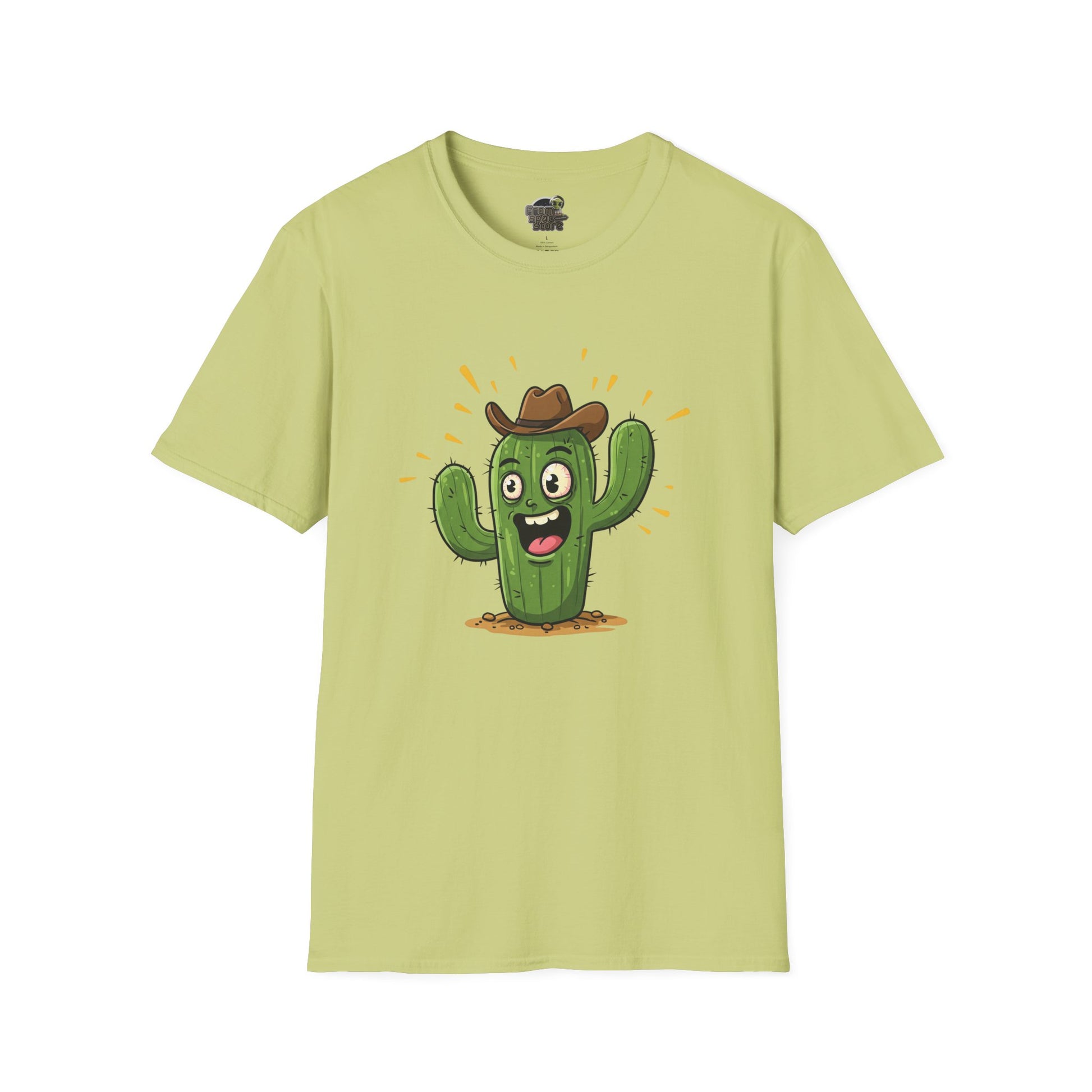 Cactus Mania T-Shirt: Yeehaw! Funny Cowboy Cactus Tee | Organic Cotton Unisex Shirt Pistachio