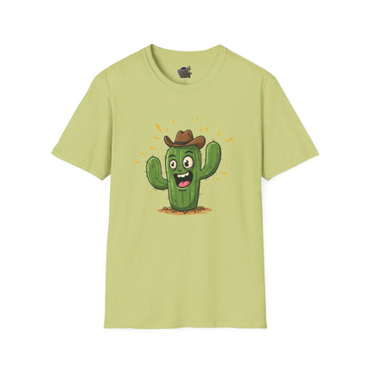 Cactus Mania T-Shirt: Yeehaw! Funny Cowboy Cactus Tee | Organic Cotton Unisex Shirt Pistachio