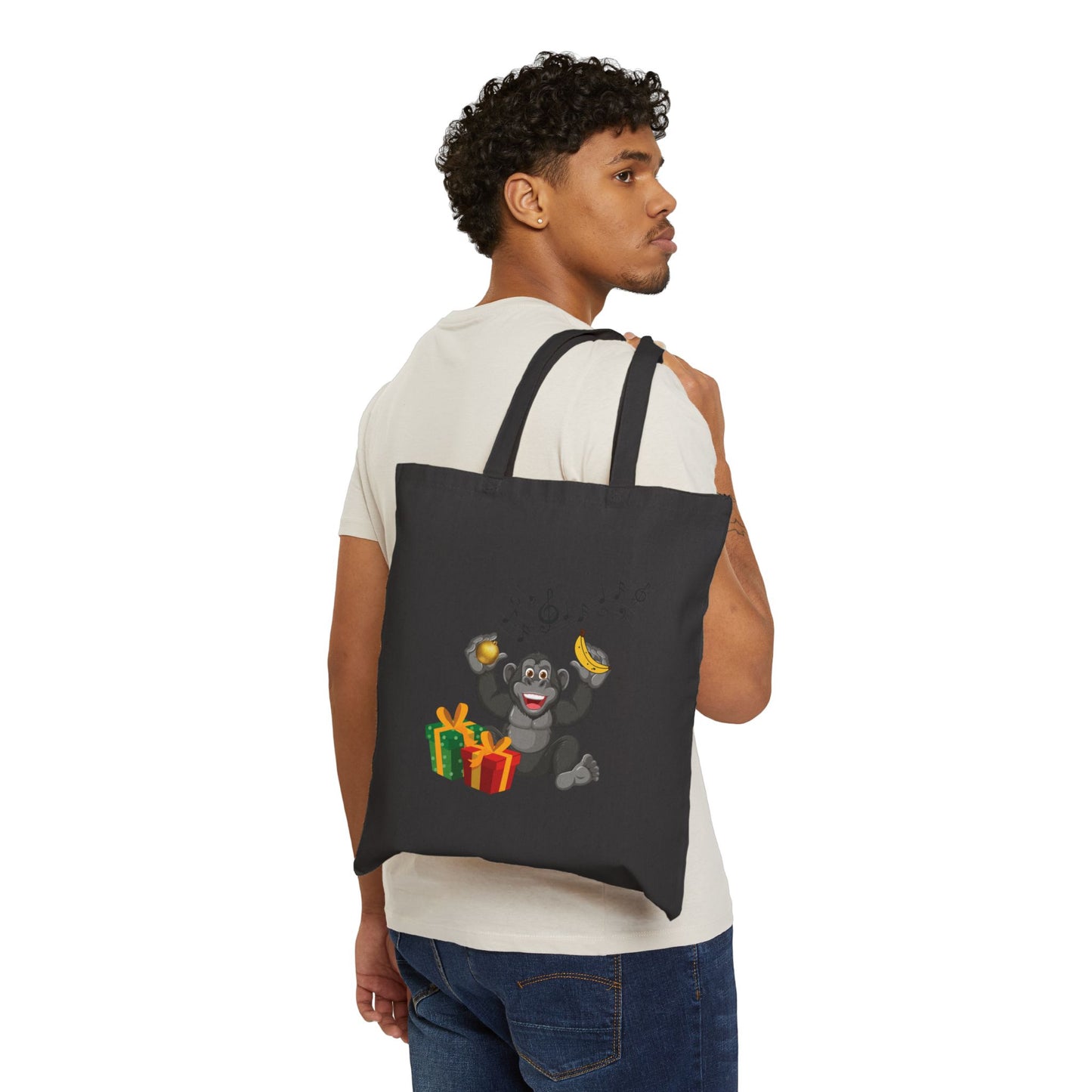 Totally Bananas! Happy Monkey Christmas Canvas Tote Bag – Funny Holiday Gift