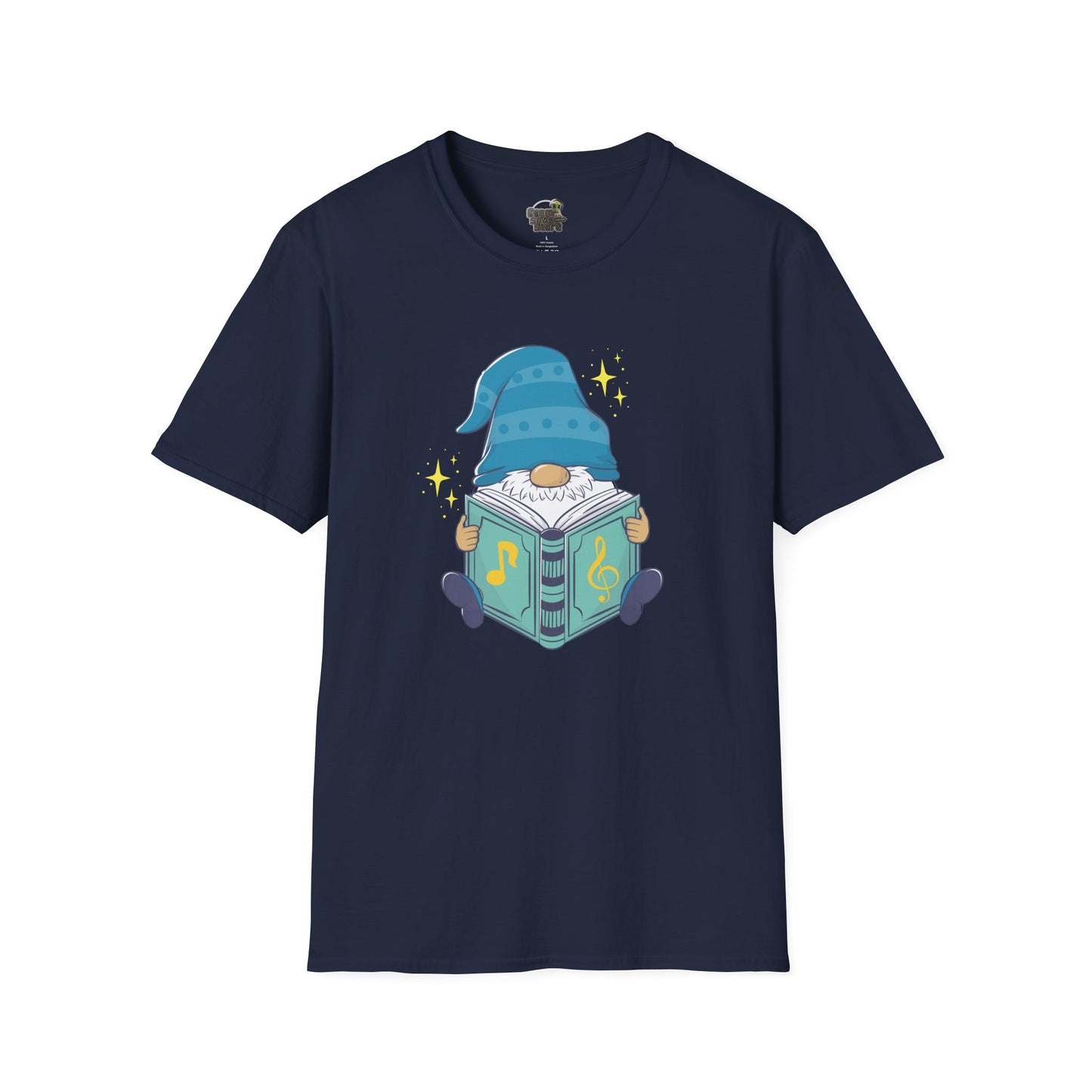 Mystical Book-Reading Gnome Unisex T-Shirt: Stories & Sparkle Navy