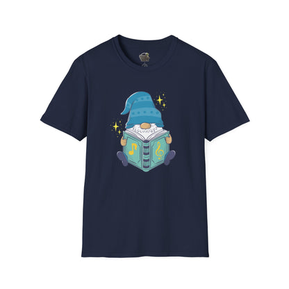 Mystical Book-Reading Gnome Unisex T-Shirt: Stories & Sparkle Navy