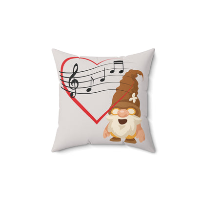 Crimson Love – Red Heart & Treble Clef Gnome Pillow