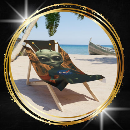 Beach chair with a original alien in subway design on a tropical beach