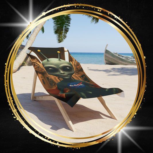 Beach chair with a original alien in subway design on a tropical beach
