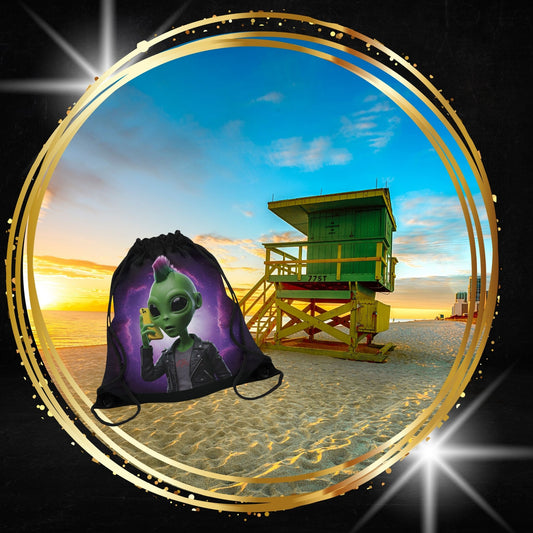 Vibrant Alien Vibes Drawstring Bag: Unique, Lightweight & Durable Backpack for Sports, Travel & Festivals