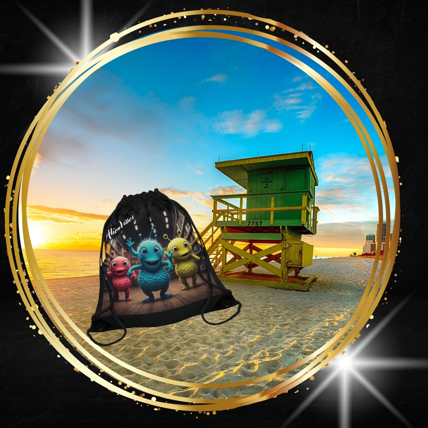 Alien Vibes" Drawstring Bag - Perfect for Sci-Fi Fans & Kids!