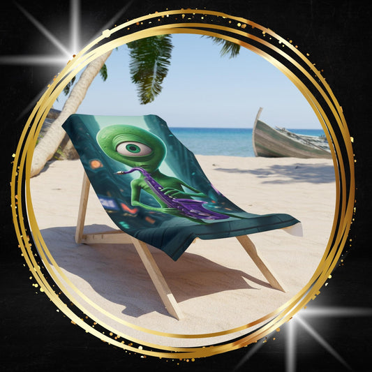 Alien Sax Player Beach Towel – Sonic Blueprint Summer Armor