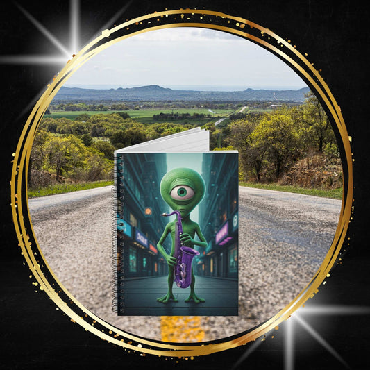 Alien Sax Player Spiral Notebook - A Jazzy Journal for Your Creative Riffs