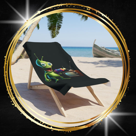 Alien TV Zapping Beach Towel – Trippy Cyberpunk Festival Gear