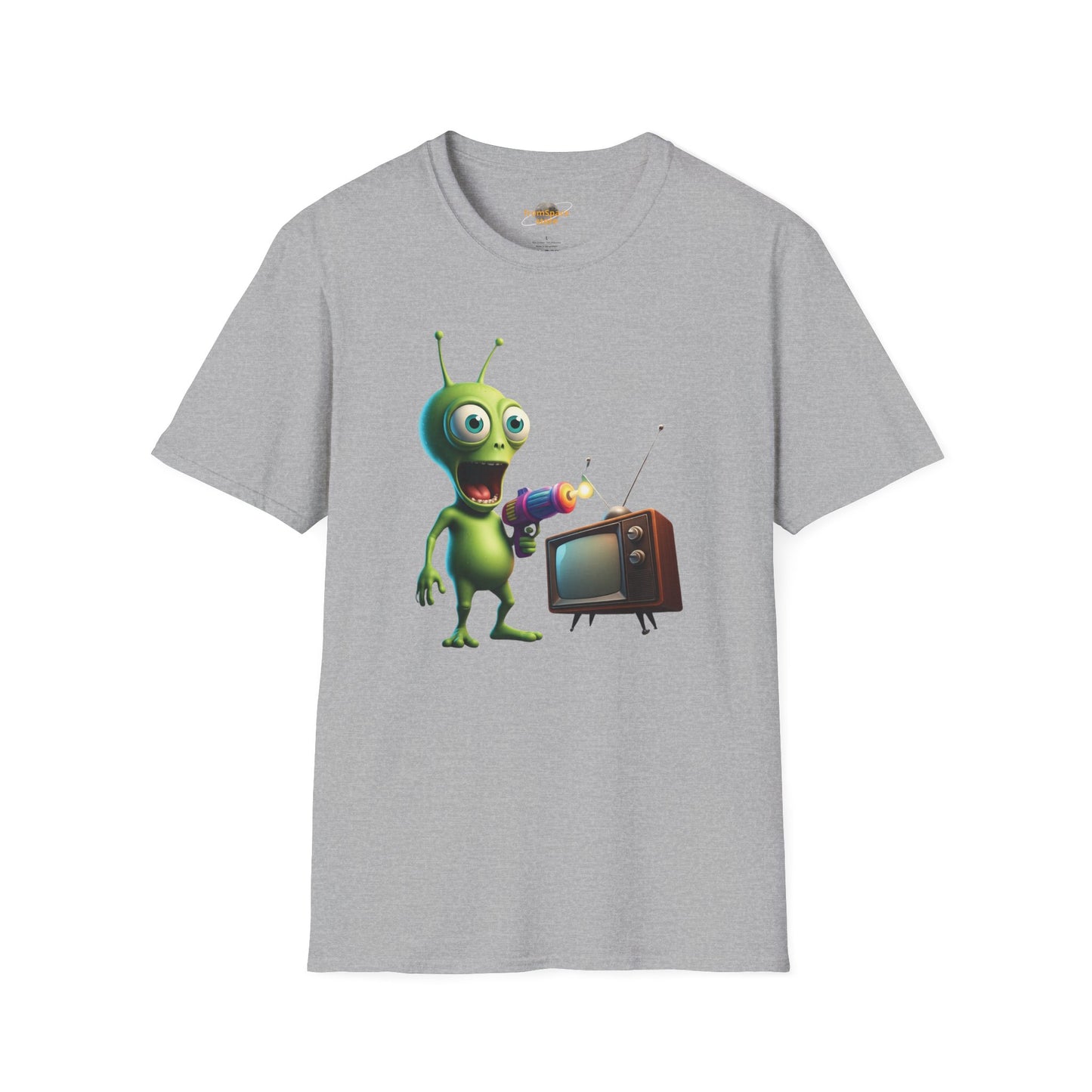 Alien TV Zapping T-Shirt: Retro Sci-Fi Tee