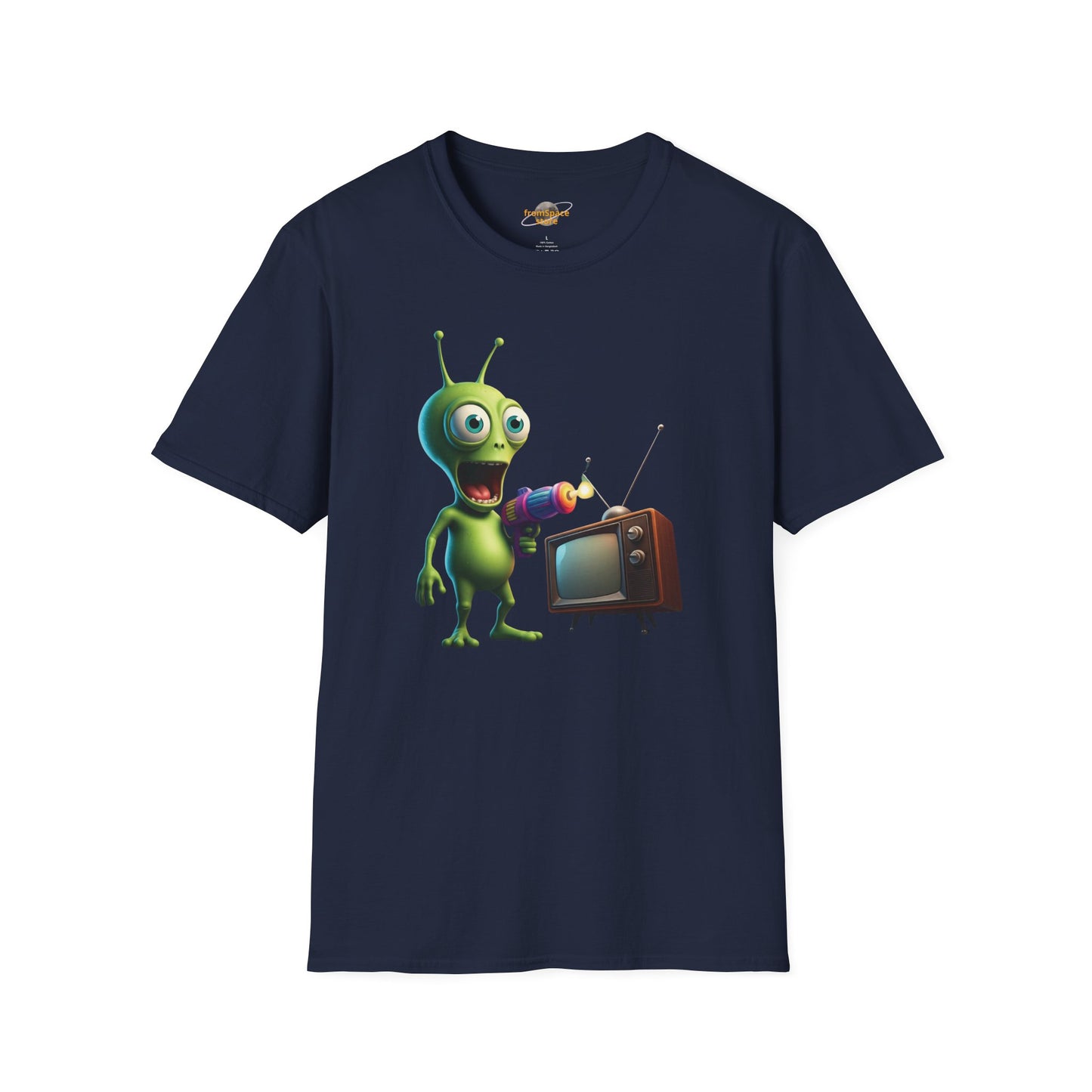 Alien TV Zapping T-Shirt: Retro Sci-Fi Tee