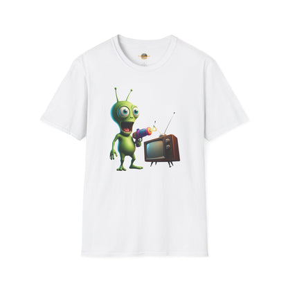 Alien TV Zapping T-Shirt: Retro Sci-Fi Tee