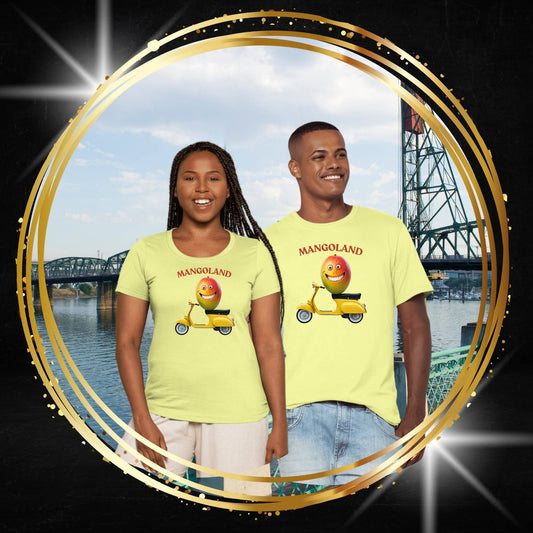 Mangoland t-shirt: Funny Mango Riding Vespa Tee