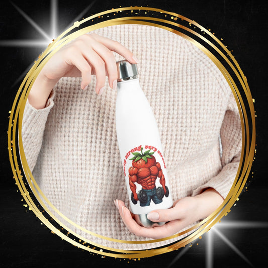 Berry Strong Insulated Stainless Steel Bottle - Funny Strawberry Gym Water Bottle