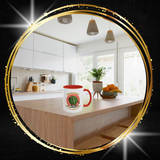 Melon-holy funny watermelon ceramic coffee mug, unique athletic fruits novelty mug for sale on From Space Store.