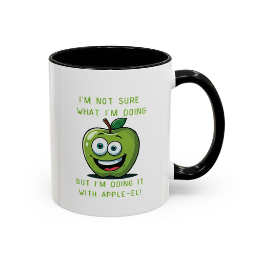 Funny Apple Mug - Unique Coffee Cup Design - Gift for Her Him - Best Selling Mug - Ceramic - Dishwasher Safe - Microwave Safe 11oz Black