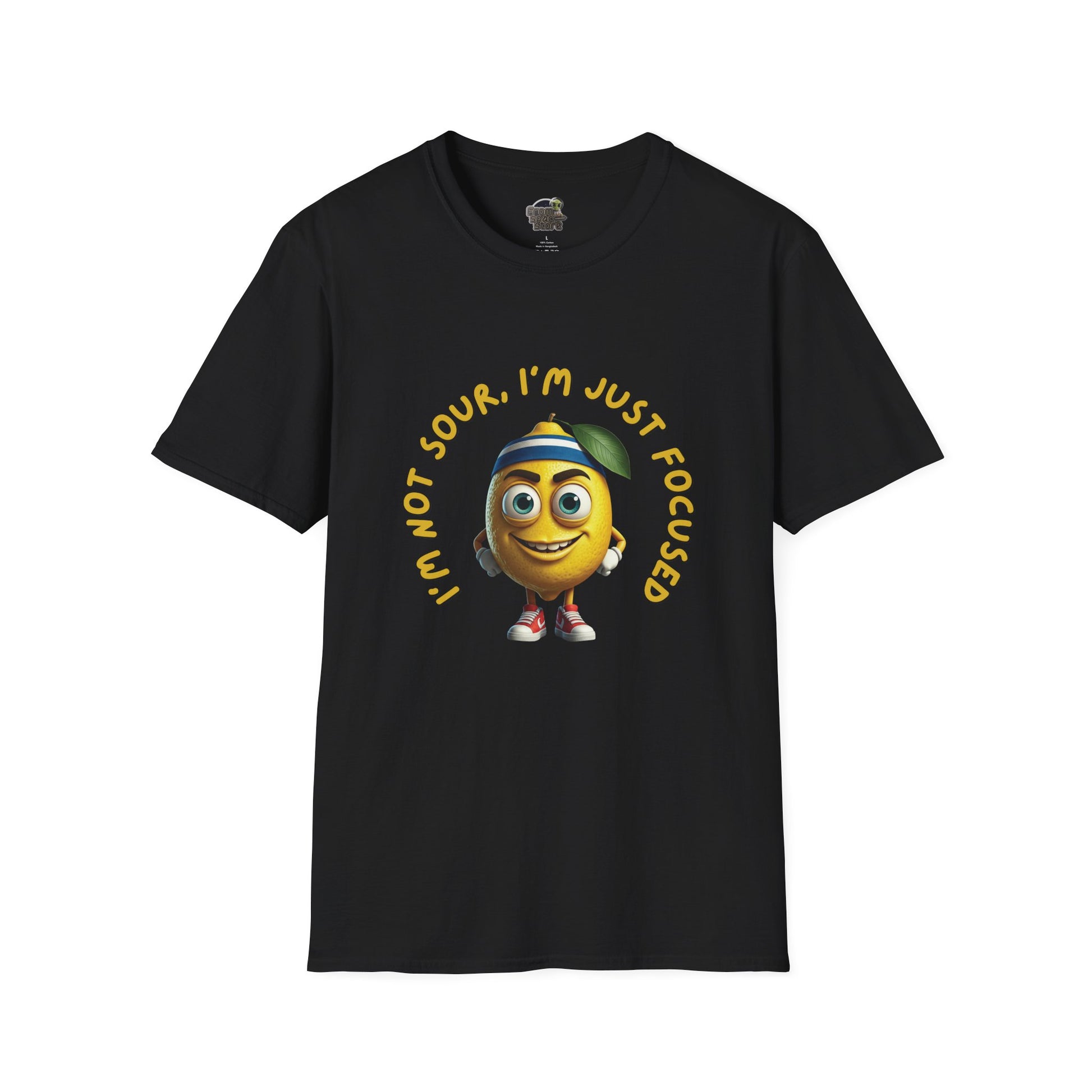 Focused Lemon t-shirt: Funny Running Fruit Tee Black
