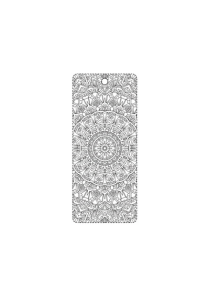 Bookmark with intricate black and white floral pattern on a white background