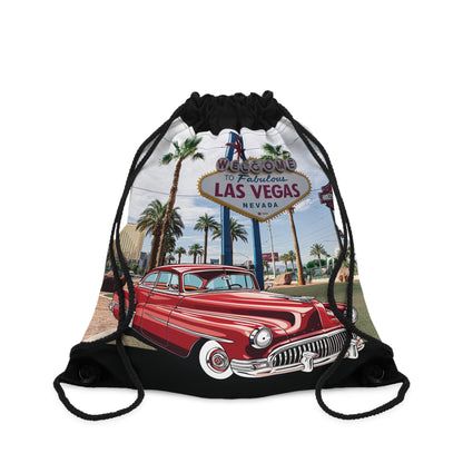 Buick 1950s Drawstring Bag: Vintage Car & Hollywood City Print - Lightweight, Foldable & Durable Retro Accessory One size
