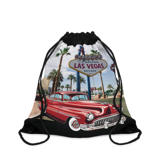 Buick 1950s Drawstring Bag: Vintage Car & Hollywood City Print - Lightweight, Foldable & Durable Retro Accessory One size