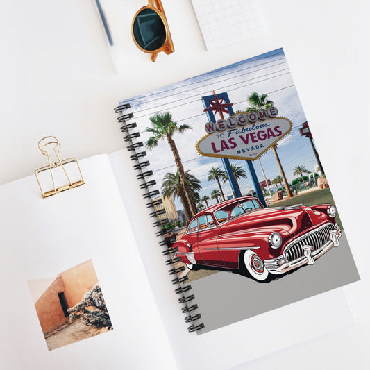 Notebook with Las Vegas design on a white surface