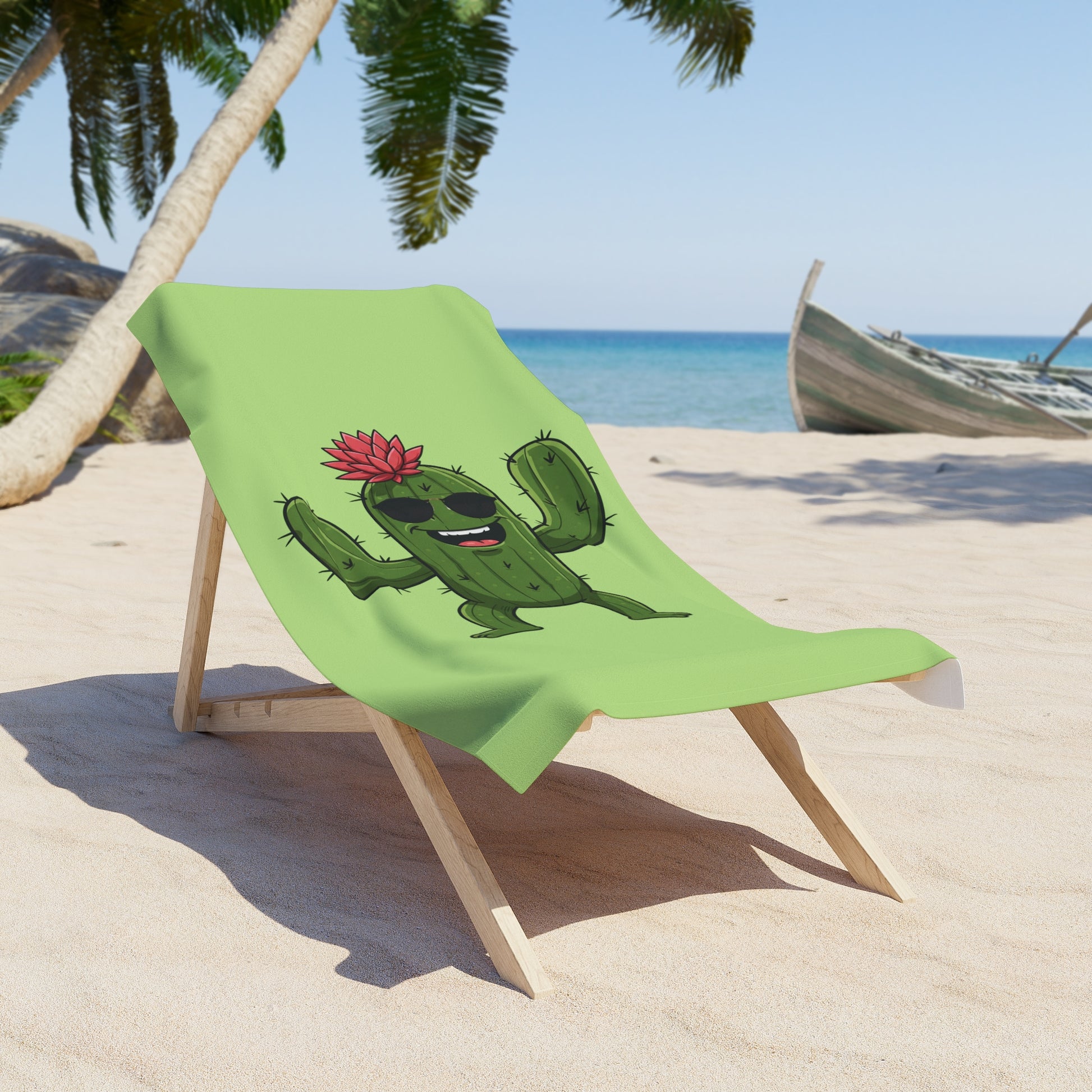 "Cactus with Sunglasses" Beach Towel: Fun & Soft for Nature Lovers