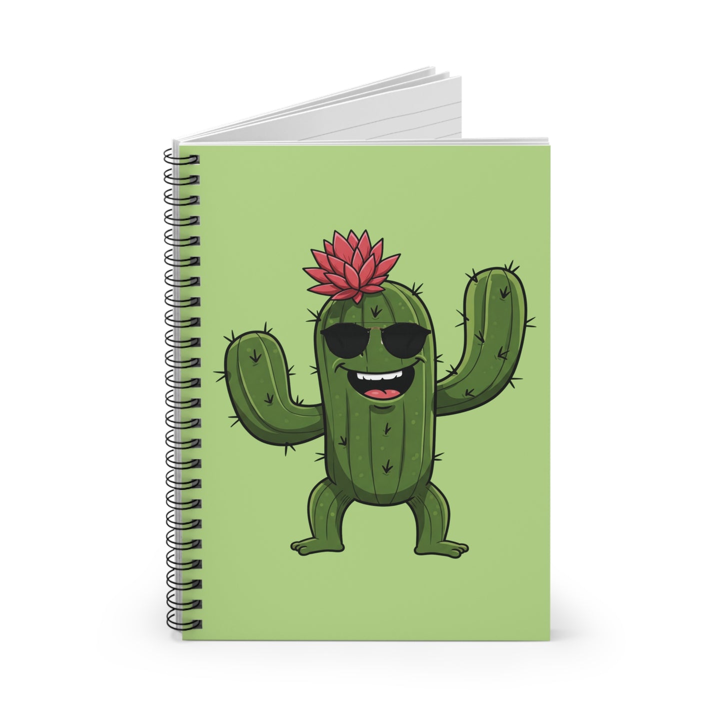 Cool cactus wearing sunglasses spiral notebook, funny unique gift for students and cactus lovers.