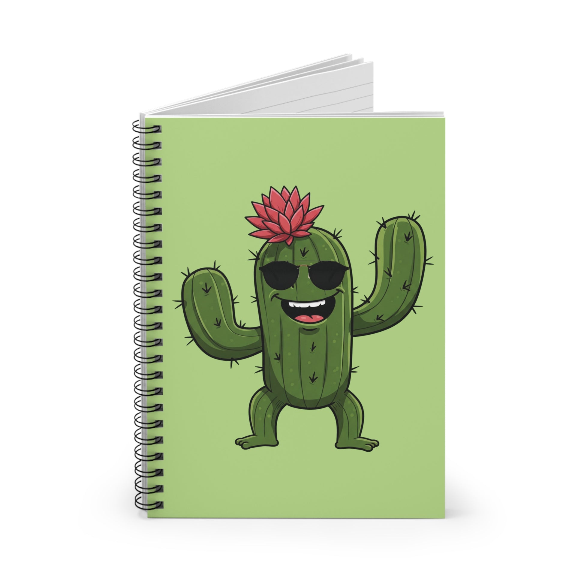 Cool cactus wearing sunglasses spiral notebook, funny unique gift for students and cactus lovers.