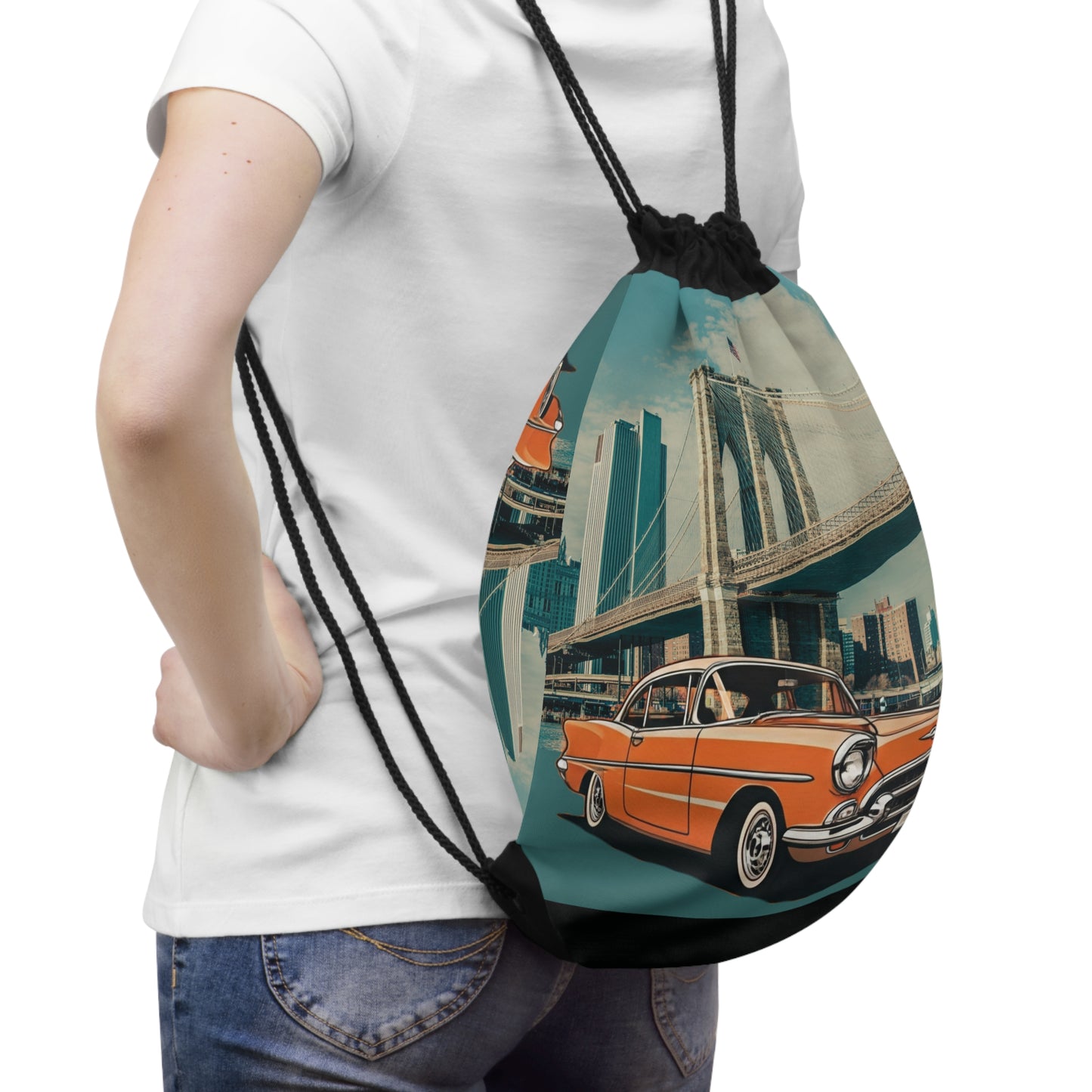 Chevrolet Bel-air Drawstring Bag: Iconic Vintage Car Style, Eco-Friendly & Durable