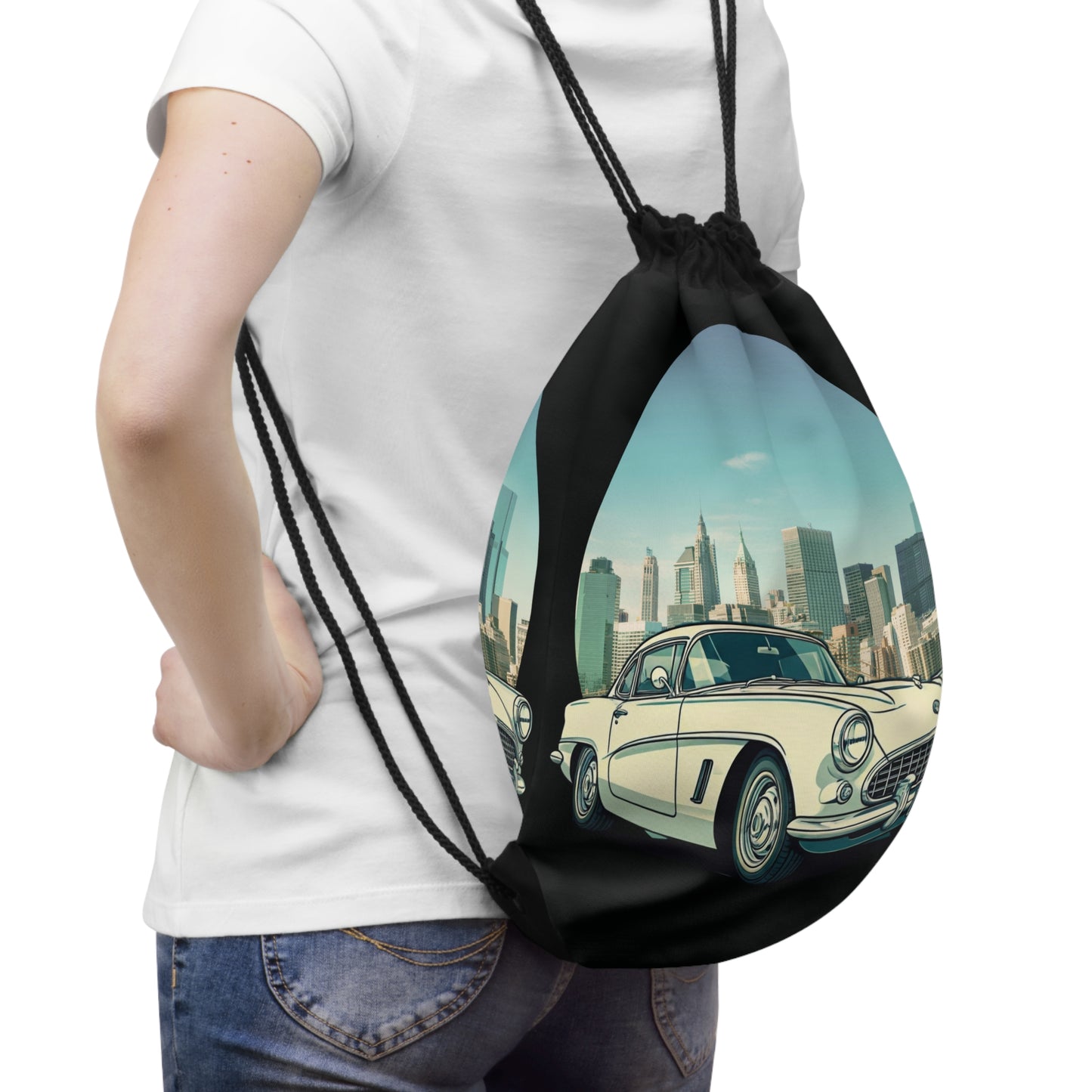 Chevrolet Corvette Drawstring Bag: Iconic Vintage Sports Car Style for Your Daily Adventures